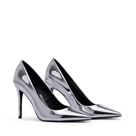 D'Amelio Footwear | Shimmering Allure: Silver Metallic Speccio Karyenaa ...