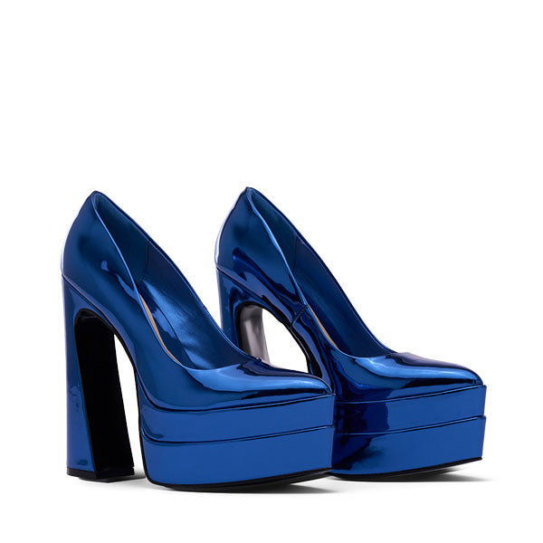 D'Amelio Footwear | Marlania Platform Pump - Metallic Blue Speccio