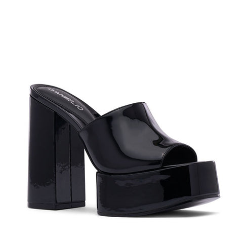 D'Amelio Footwear | Ravina Platform Slide - Black Soft Patent PU