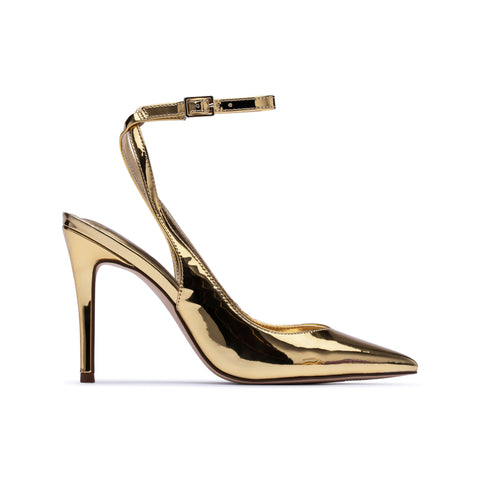 Step into Elegance with D'Amelio Footwear's Gold Kamila Pump | 100mm Heel